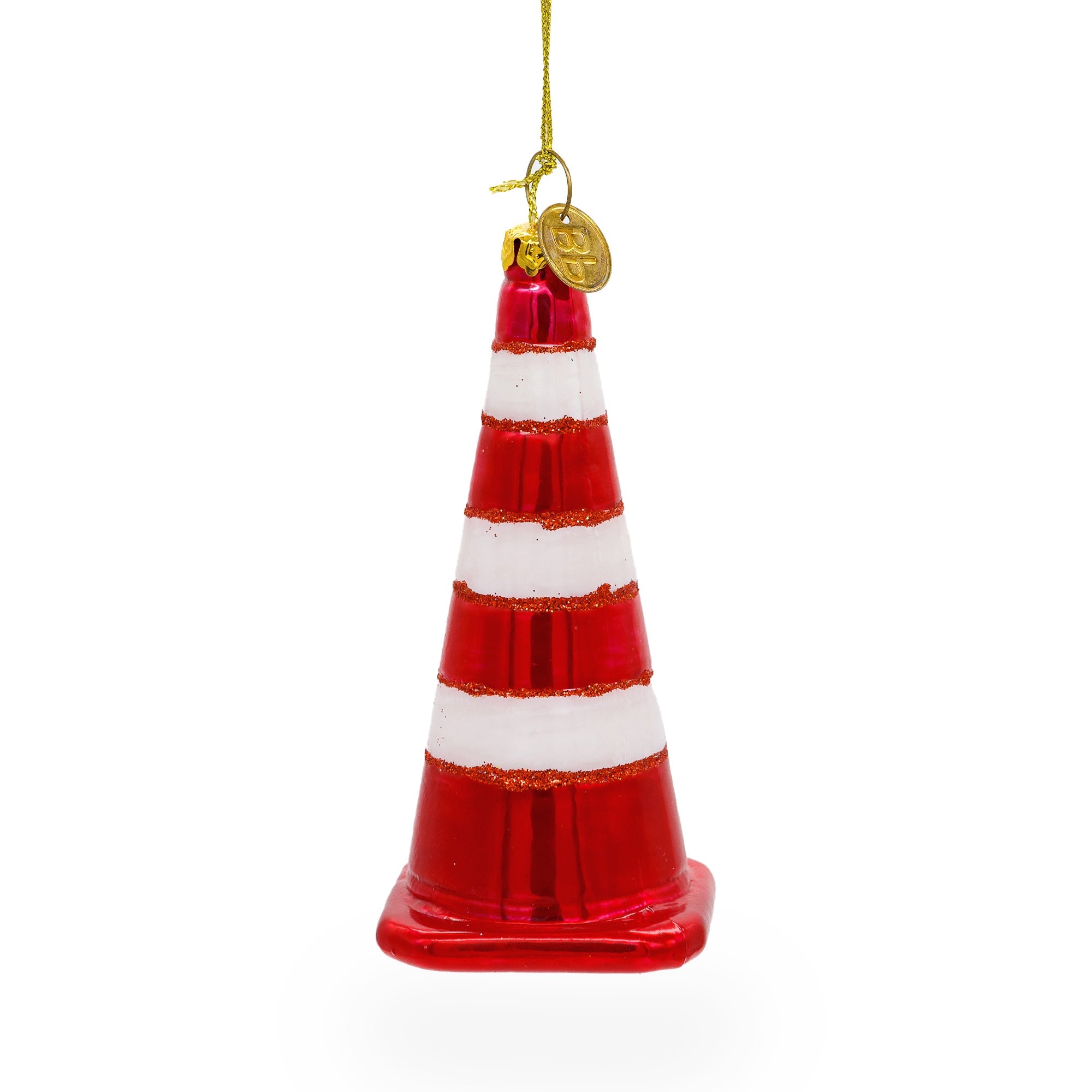 Traffic Cone Glass Christmas Ornament