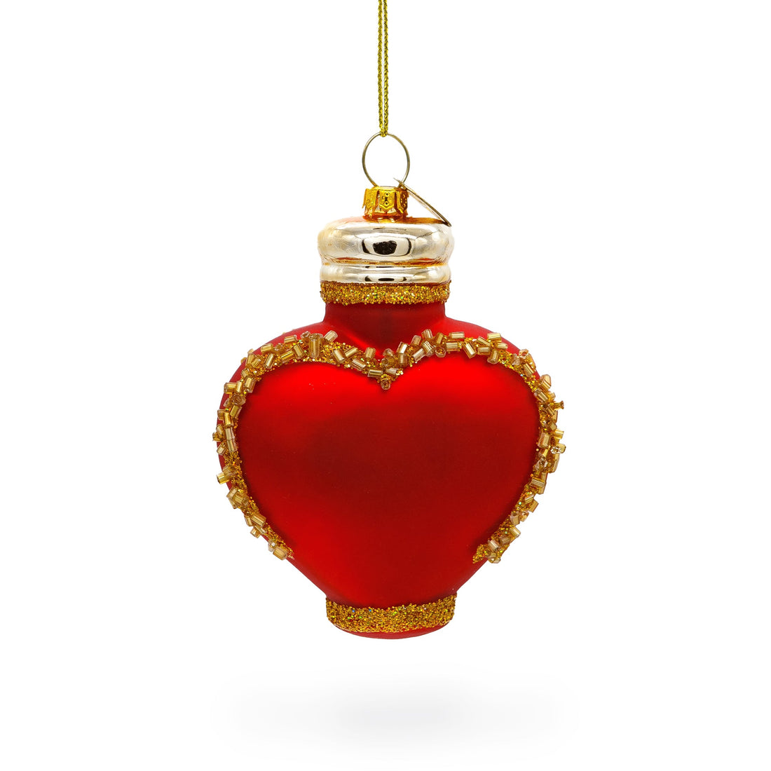 Red Perfume Bottle Glass Christmas Ornament
