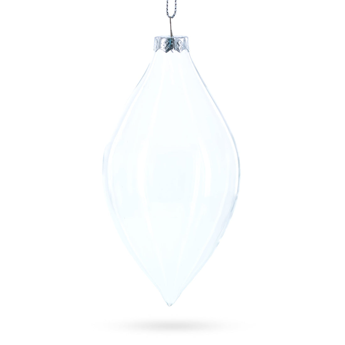 Set of 3 Oval Icicle Clear Glass Christmas Ornament 5.4 Inches (137 mm)