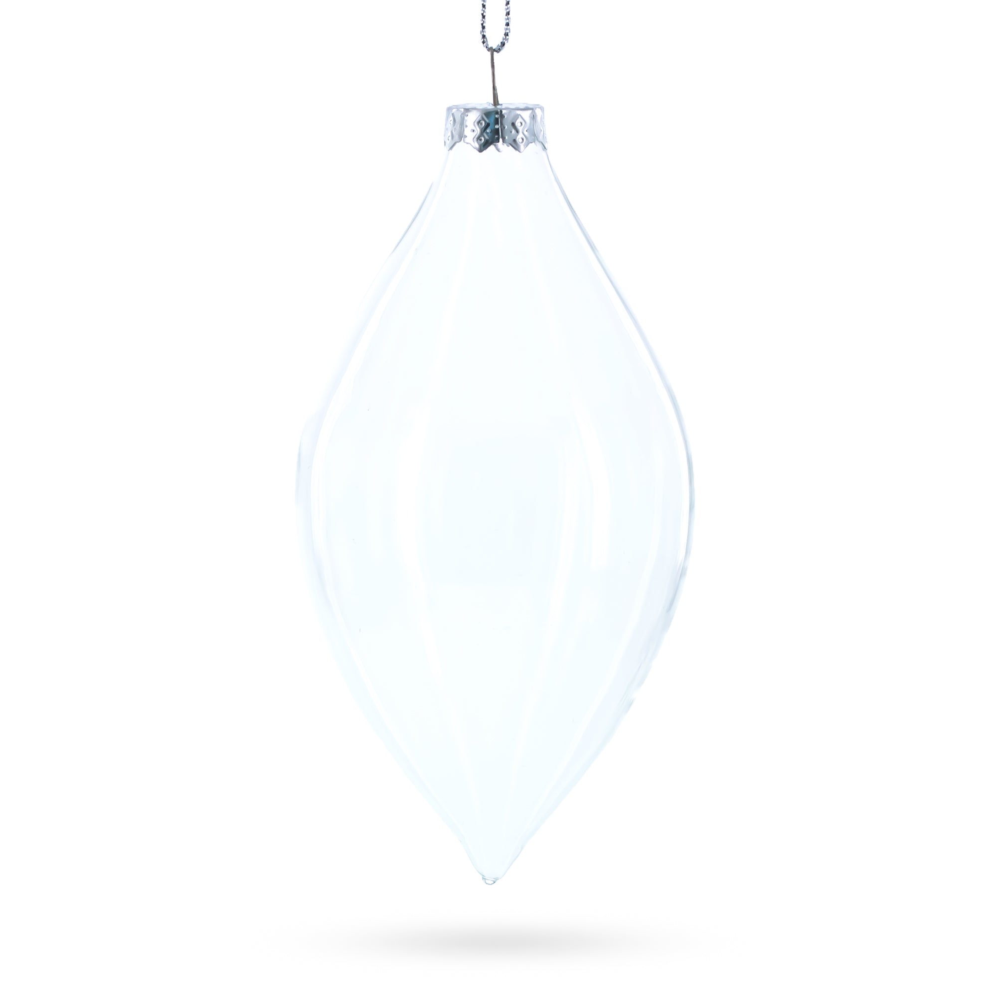 Set of 3 Oval Icicle Clear Glass Christmas Ornament 5.4 Inches (137 mm)