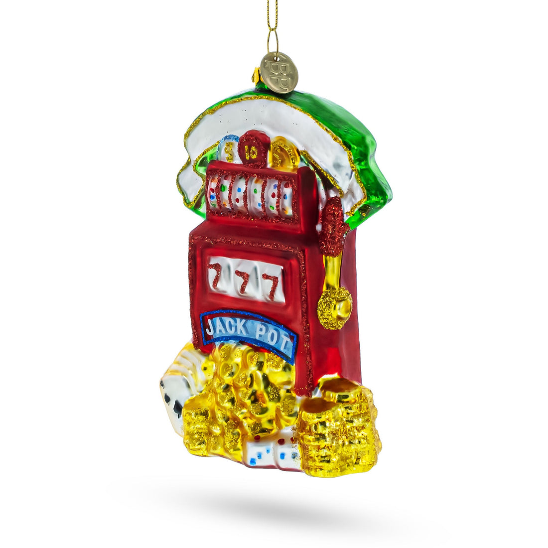 Jackpot Casino Slot Machine Glass Christmas Ornament