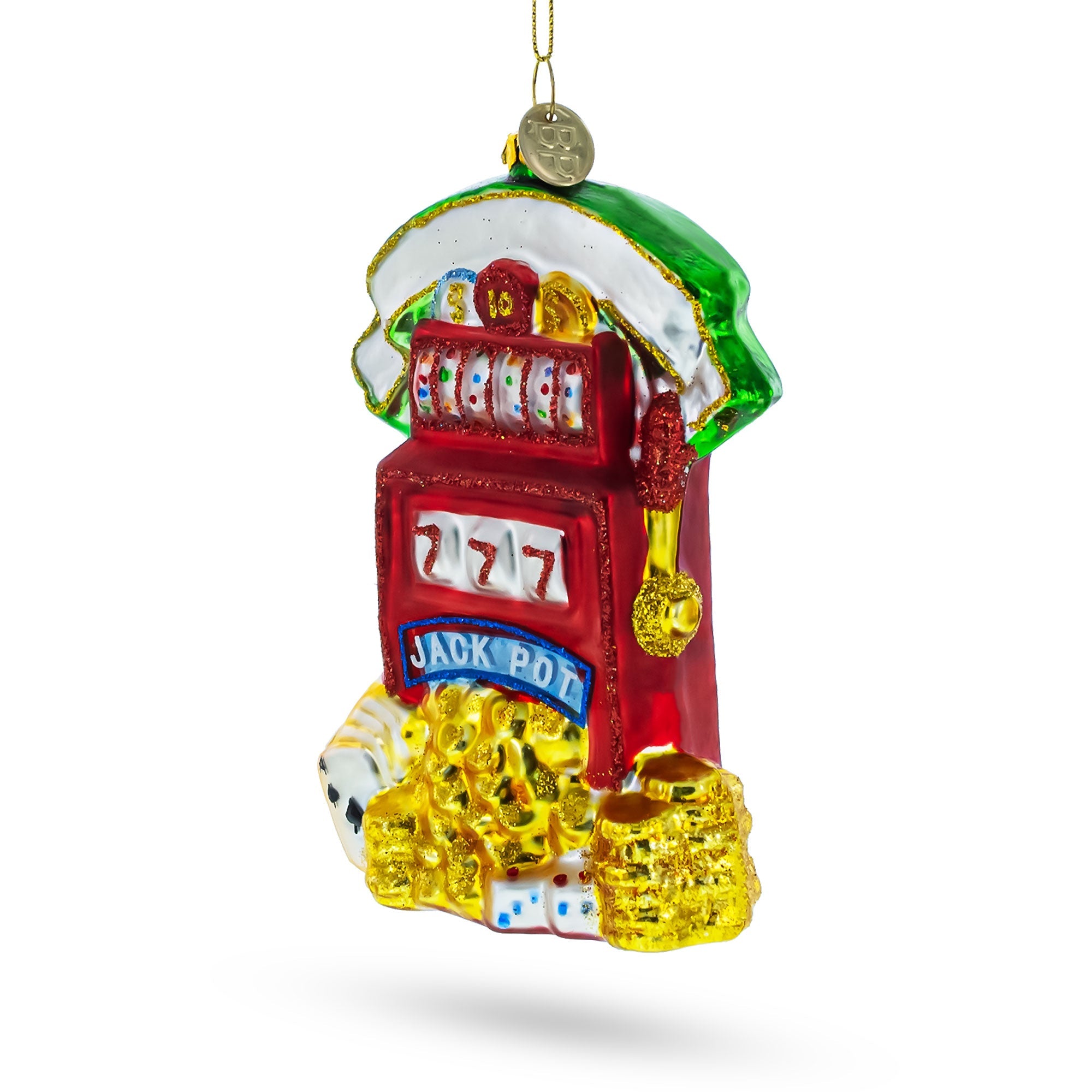 Jackpot Casino Slot Machine Glass Christmas Ornament