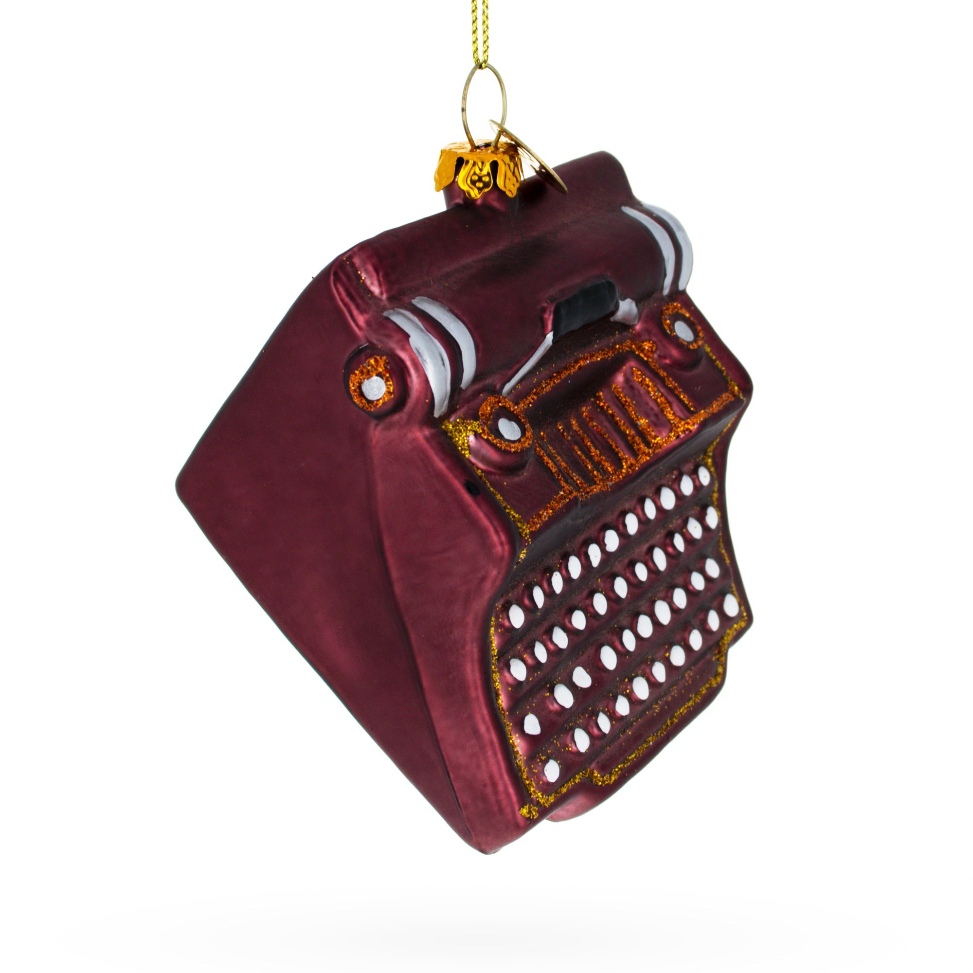 Retro Typewriter Mini Glass Christmas Ornament