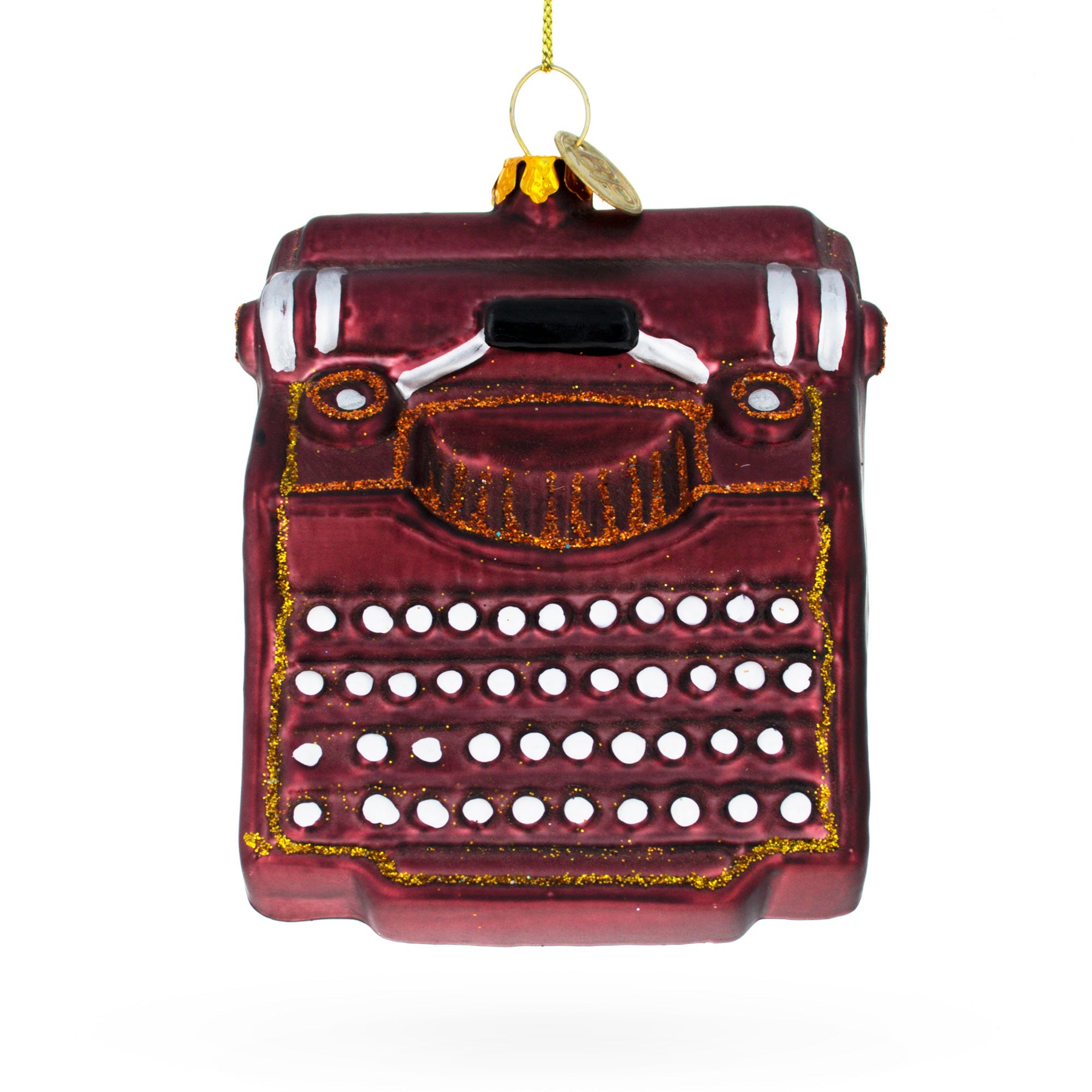 Retro Typewriter Mini Glass Christmas Ornament