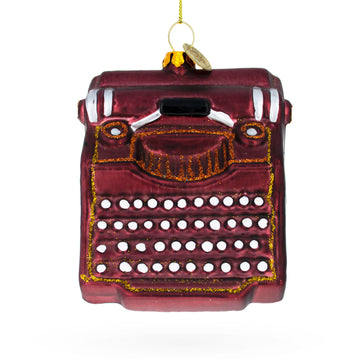 Retro Typewriter Mini Glass Christmas Ornament