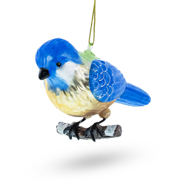 Bluebird Winter Woodland Glass Christmas Ornament