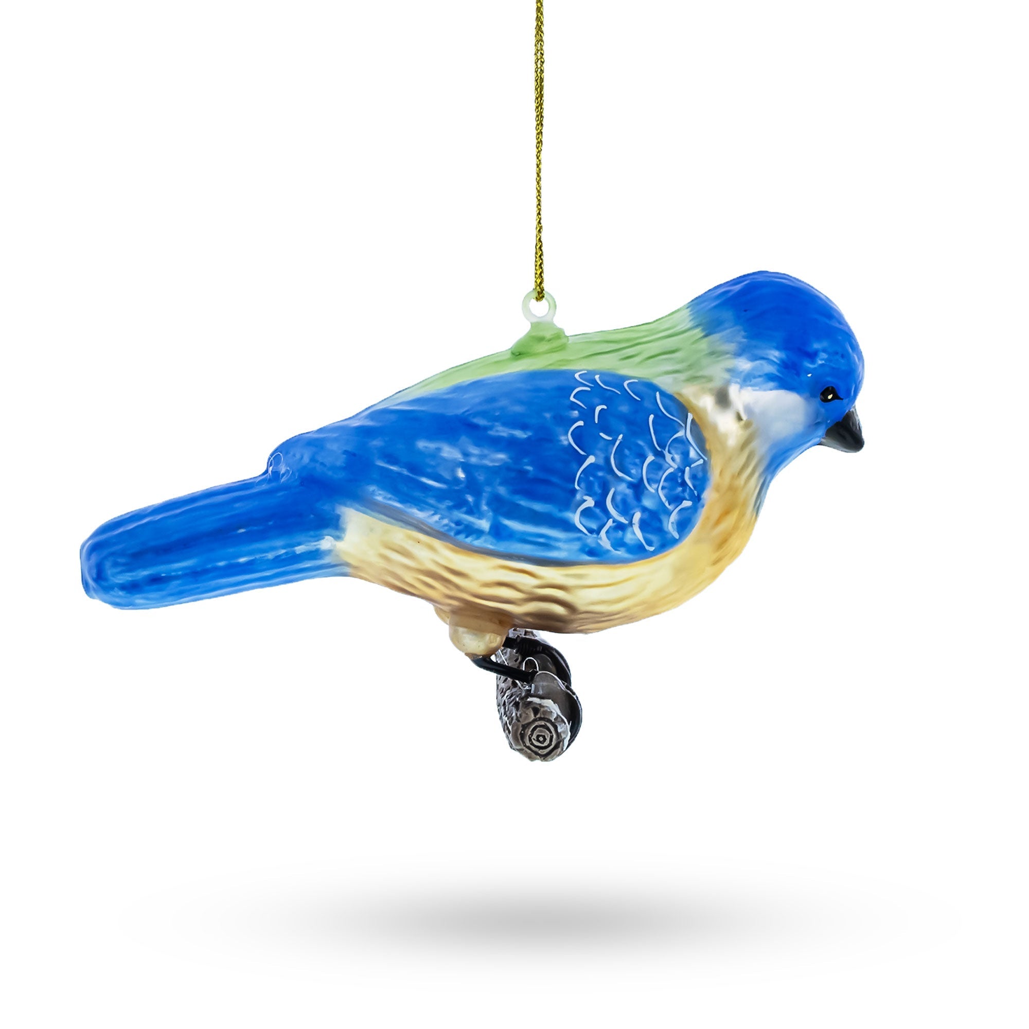 Bluebird Winter Woodland Glass Christmas Ornament