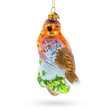 Songbird on Branch Glass Christmas Ornament