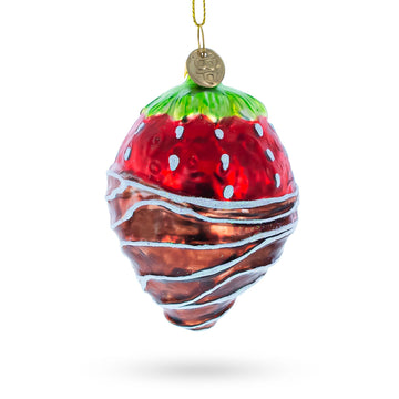 Chocolate-Dipped Strawberry Glass Christmas Ornament