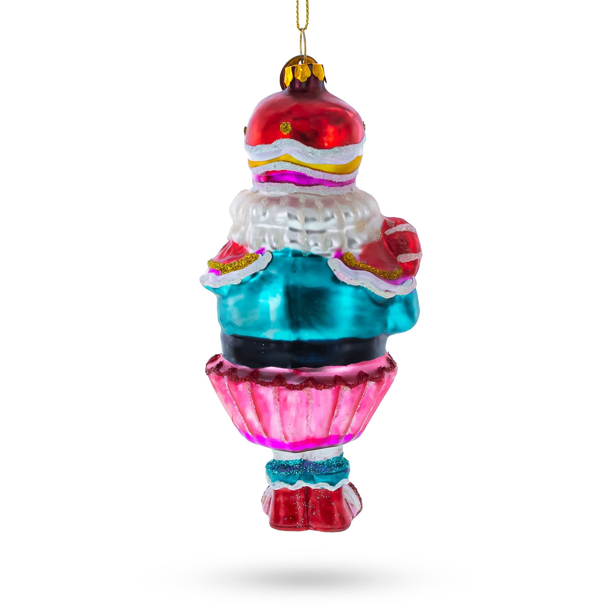 Nutcracker with Cupcake Glass Christmas Ornament