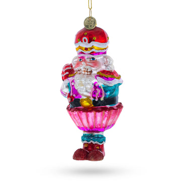 Nutcracker with Cupcake Glass Christmas Ornament