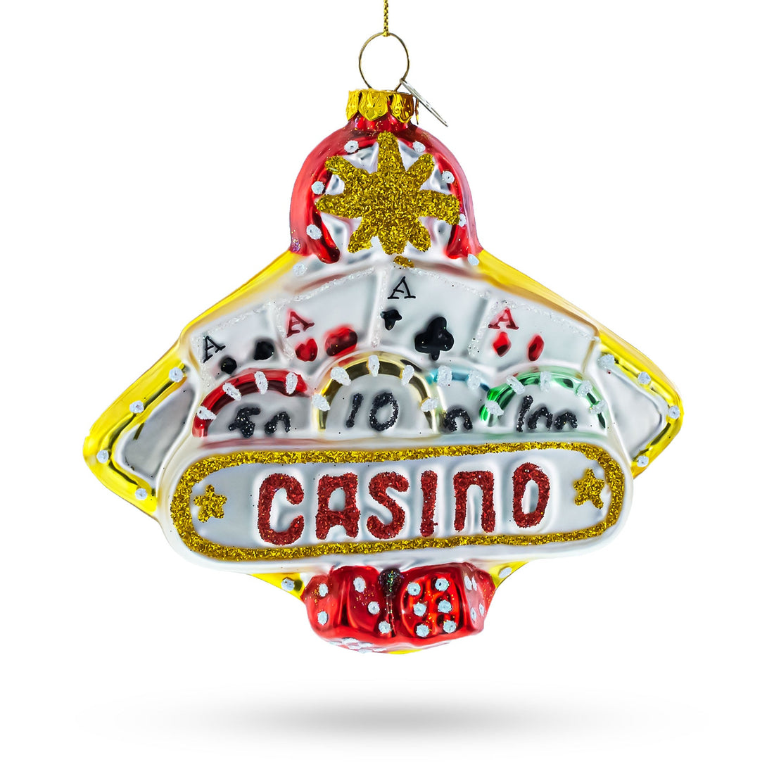 Casino Sign Glass Christmas Ornament