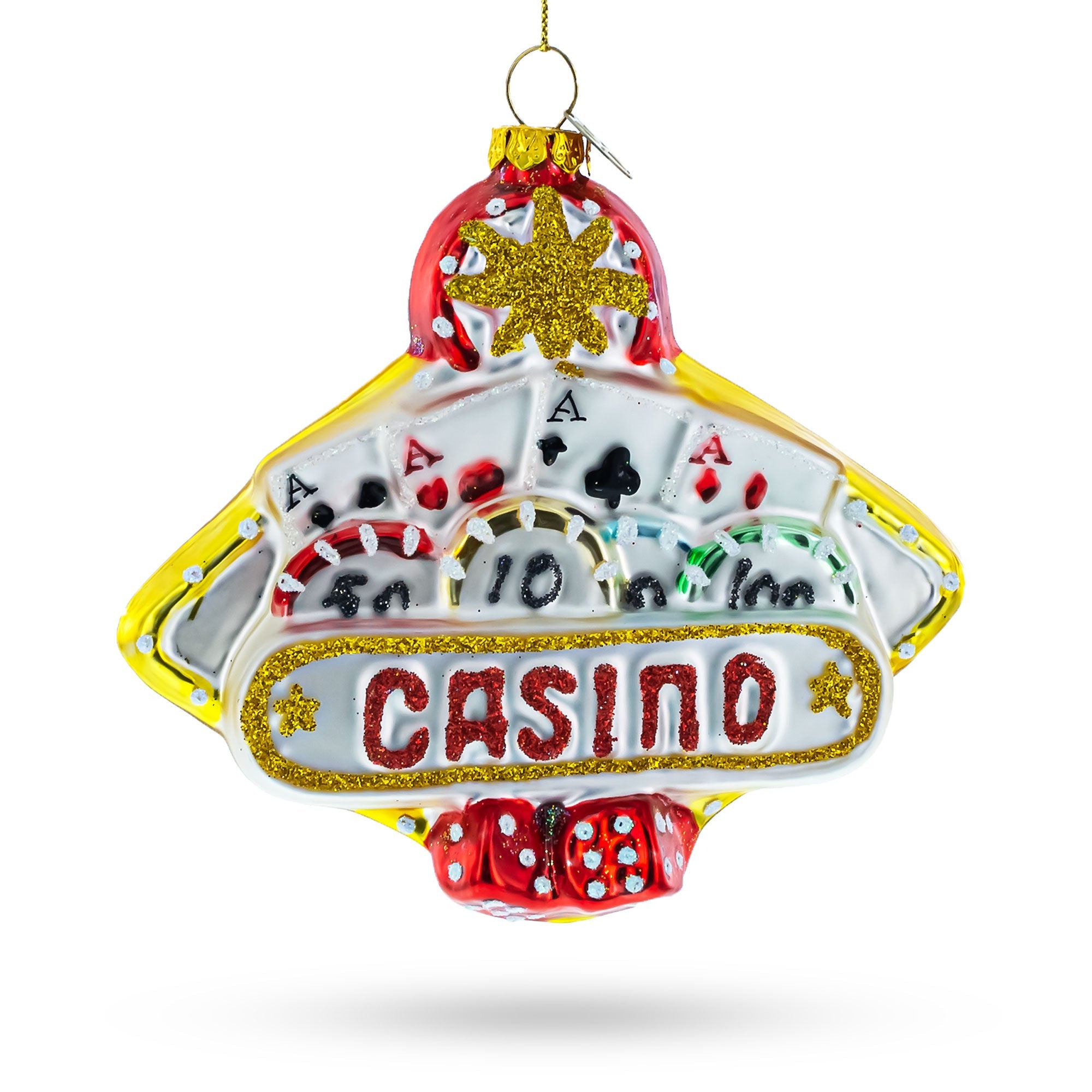 Casino Sign Glass Christmas Ornament