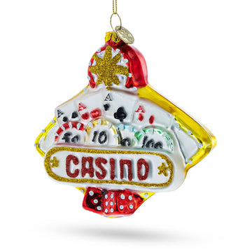 Casino Sign Glass Christmas Ornament