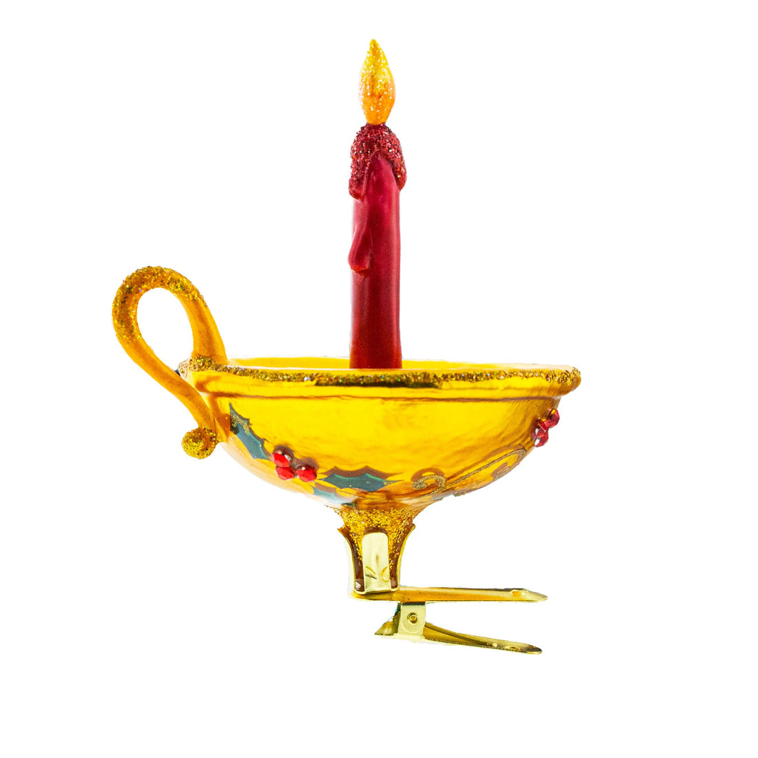 Gleaming Red Candle Glass Christmas Ornament