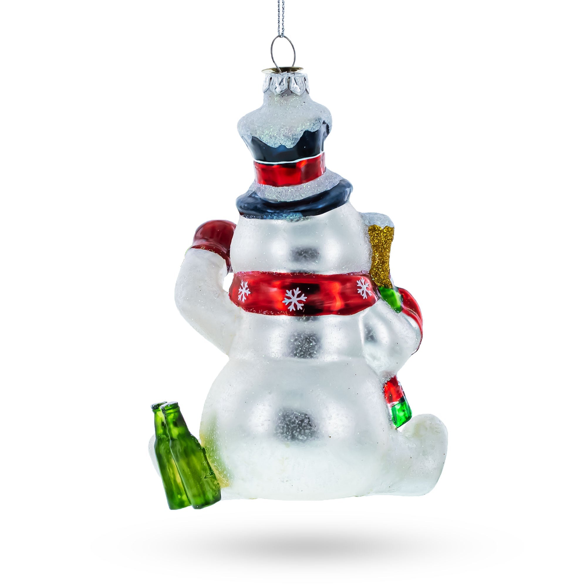 Snowman Bartender Glass Christmas Ornament