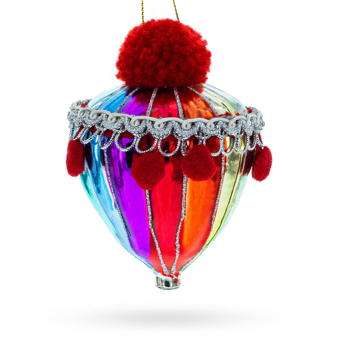 Vibrant Carnival Balloon Glass Christmas Ornament