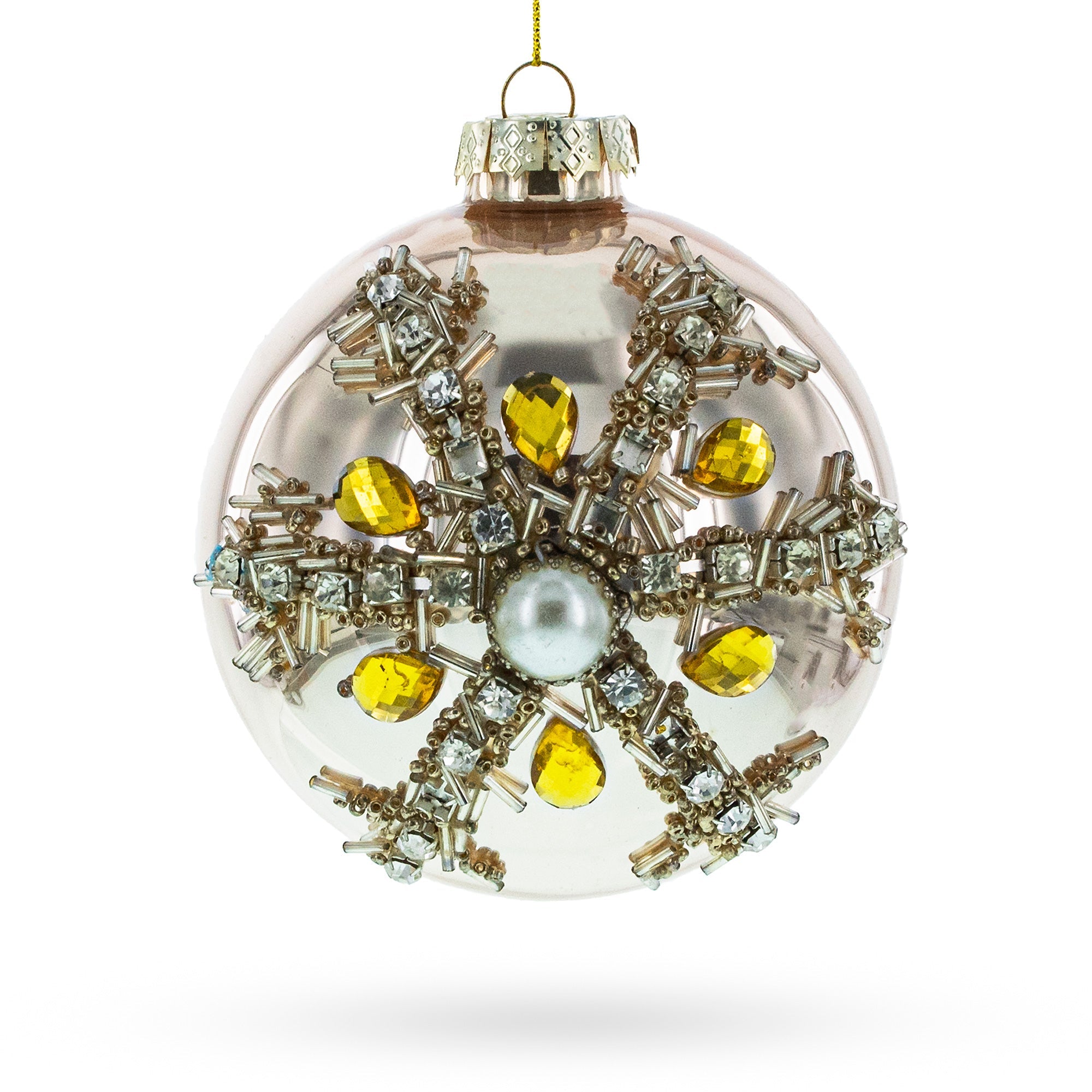 Dazzling Jeweled Star Glass Ball Christmas Ornament
