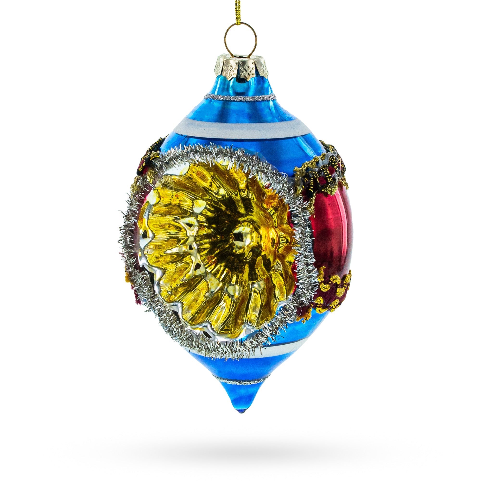 Retro Reflection Blue Retro-Inspired Glass Christmas Ornament