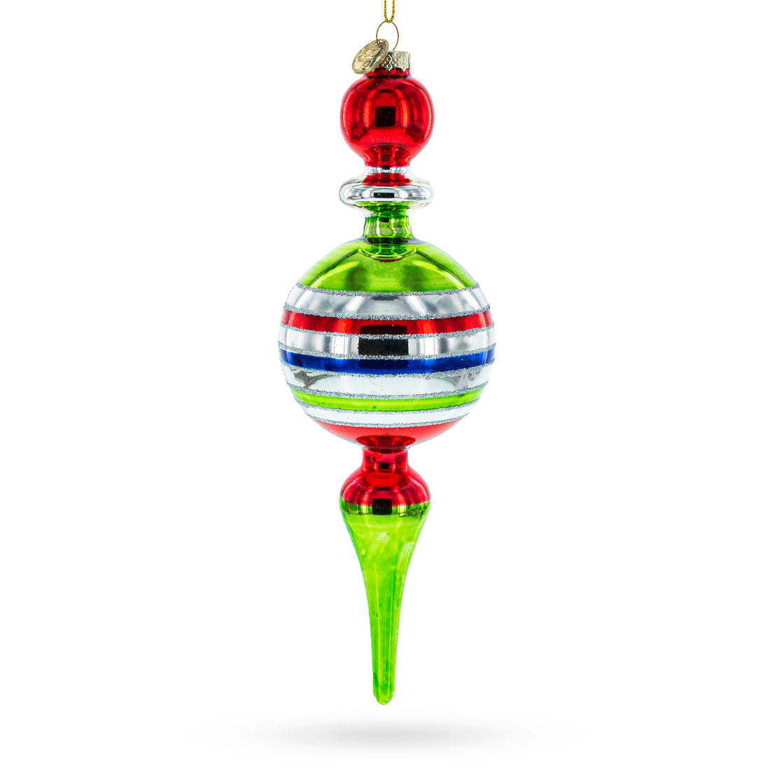 Vintage-Inspired Multicolored Finial Glass Christmas Ornament