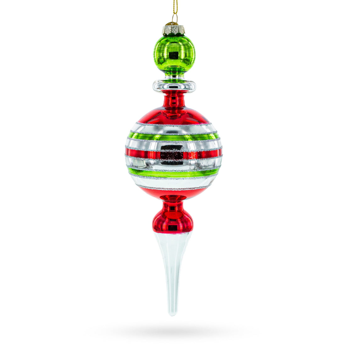 Vintage Multicolored Finial Retro-Inspired Glass Christmas Ornament