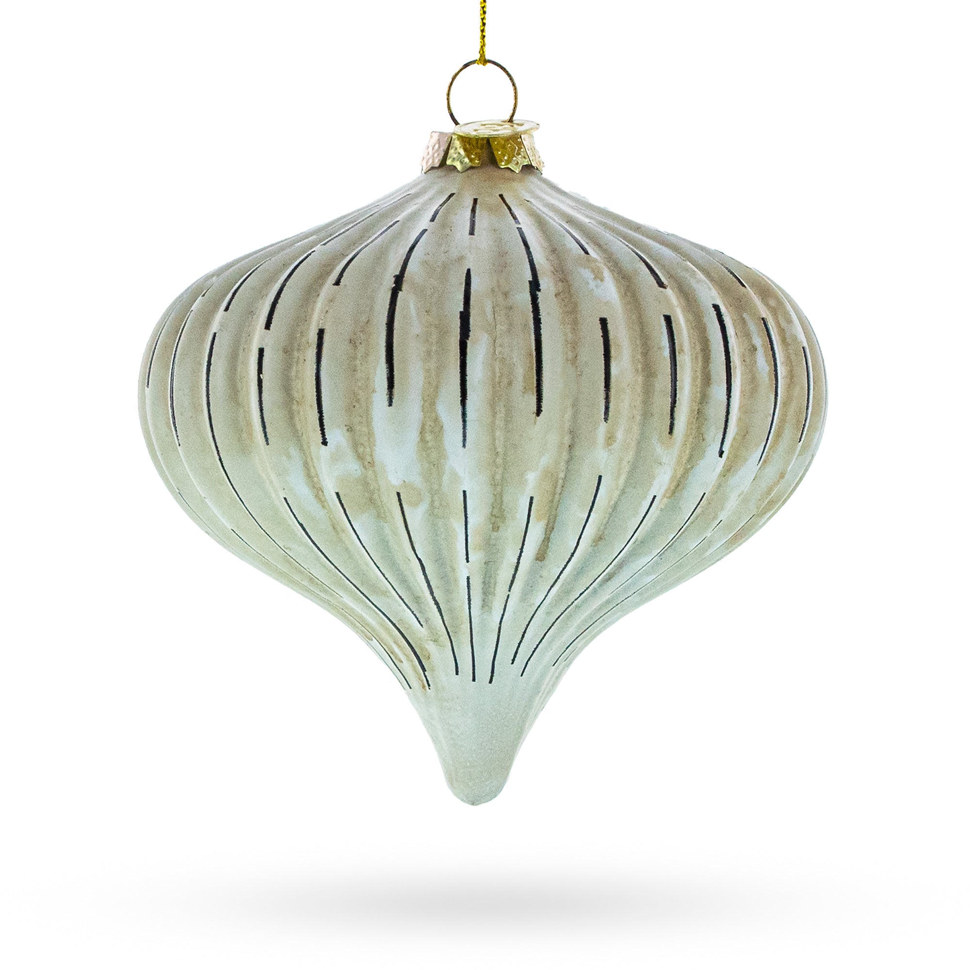Ribbed Antique-Style Onion Finial -Glass Christmas Ornament