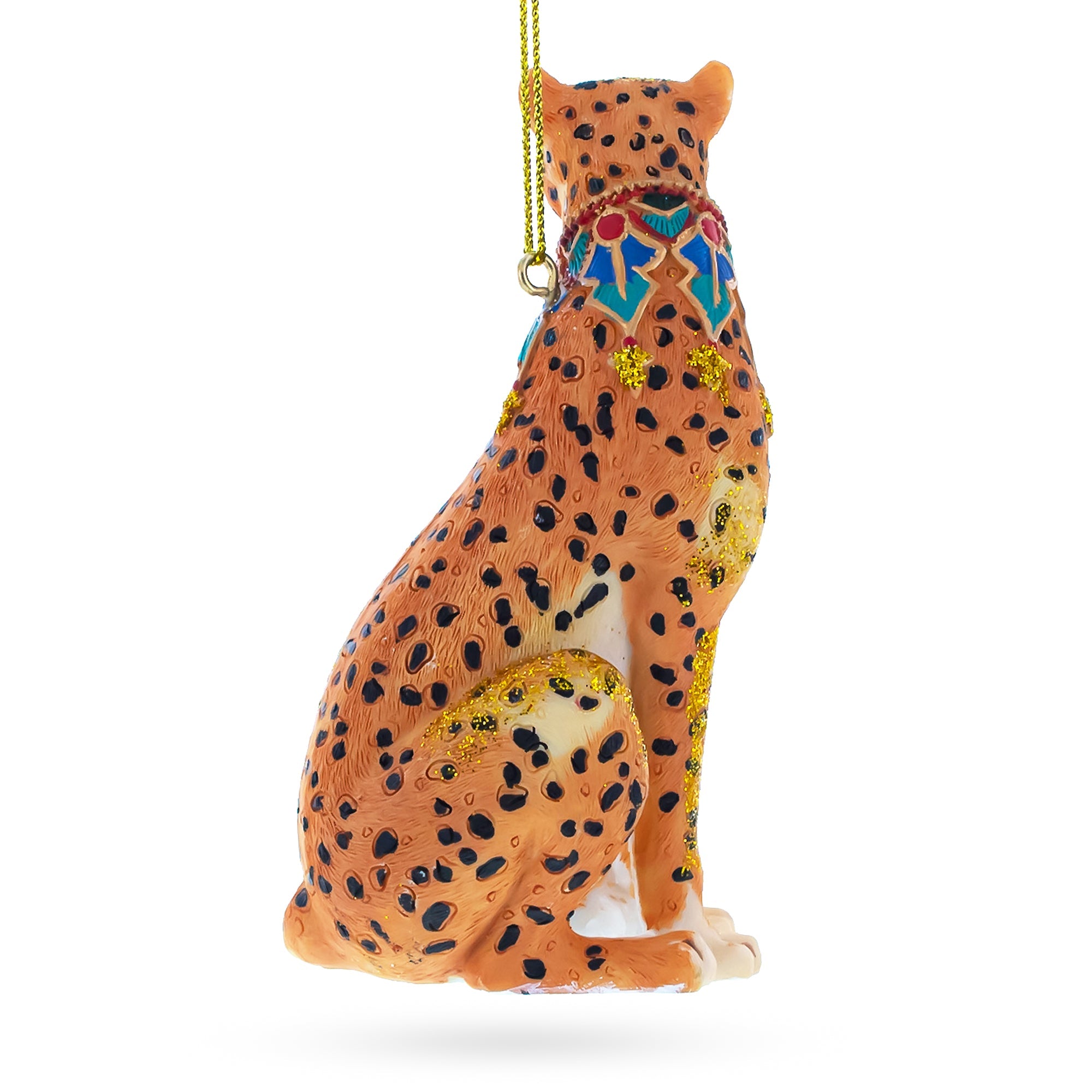 Regal Cheetah Glass Christmas Ornament