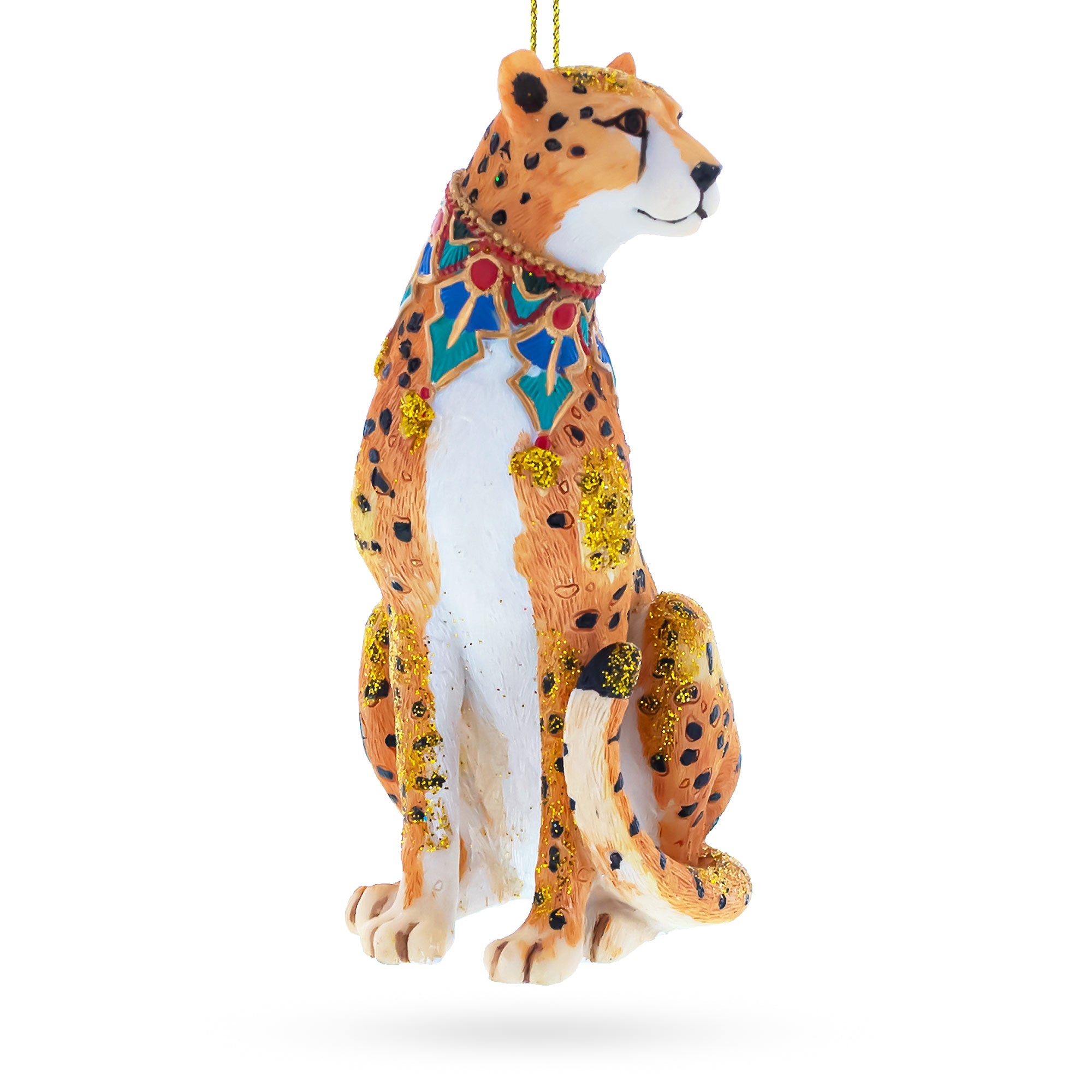 Regal Cheetah Glass Christmas Ornament