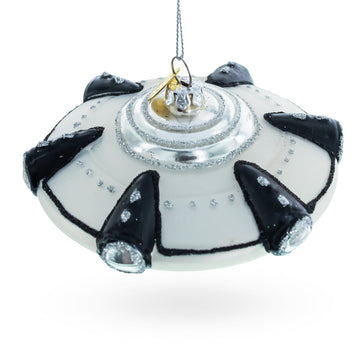 Intriguing UFO/ Alien Spaceship Glass Christmas Ornament