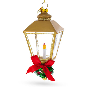 Golden Lantern Glass Christmas Ornament