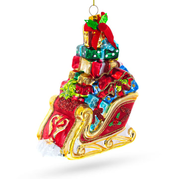 Sleigh Full of Gifts Glass Christmas Ornament