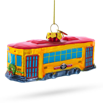 Vintage-Inspired Streetcar Glass Christmas Ornament