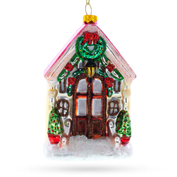 Decorated House Glass Christmas Ornament