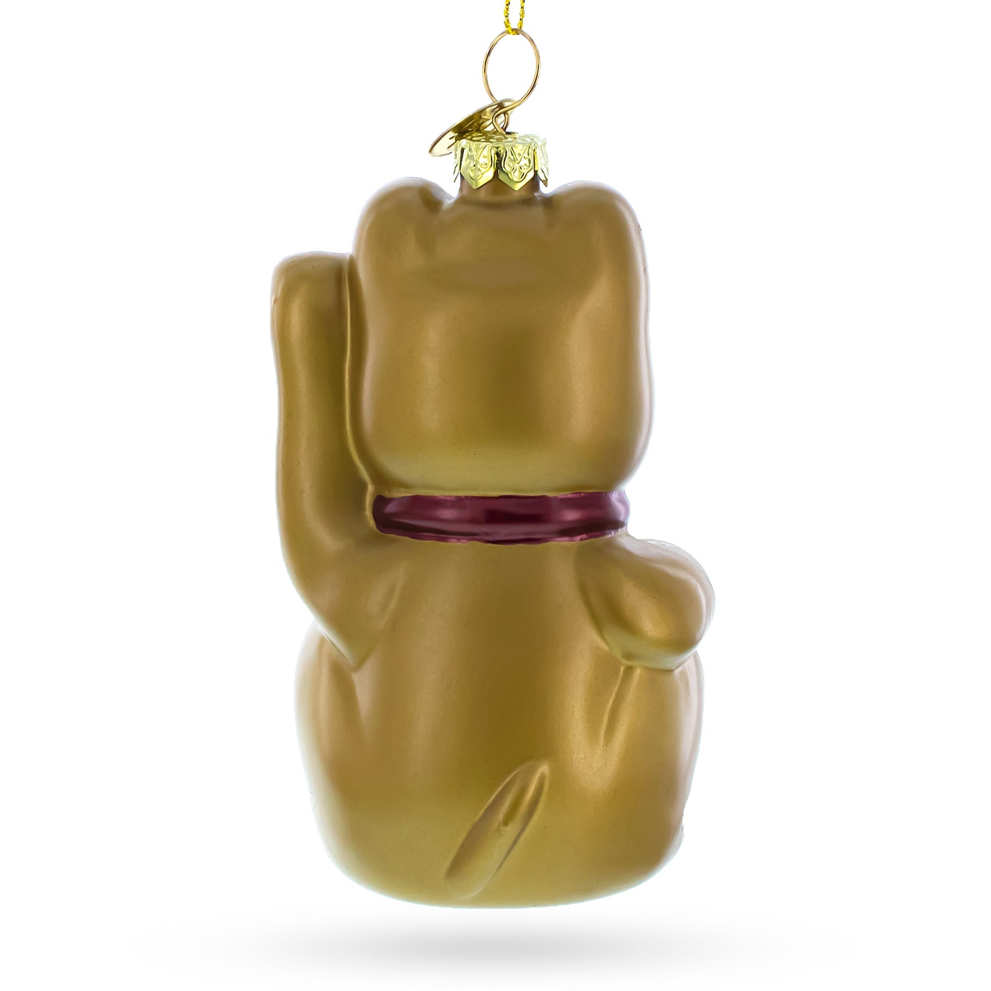 Lucky Cat Glass Christmas Ornament