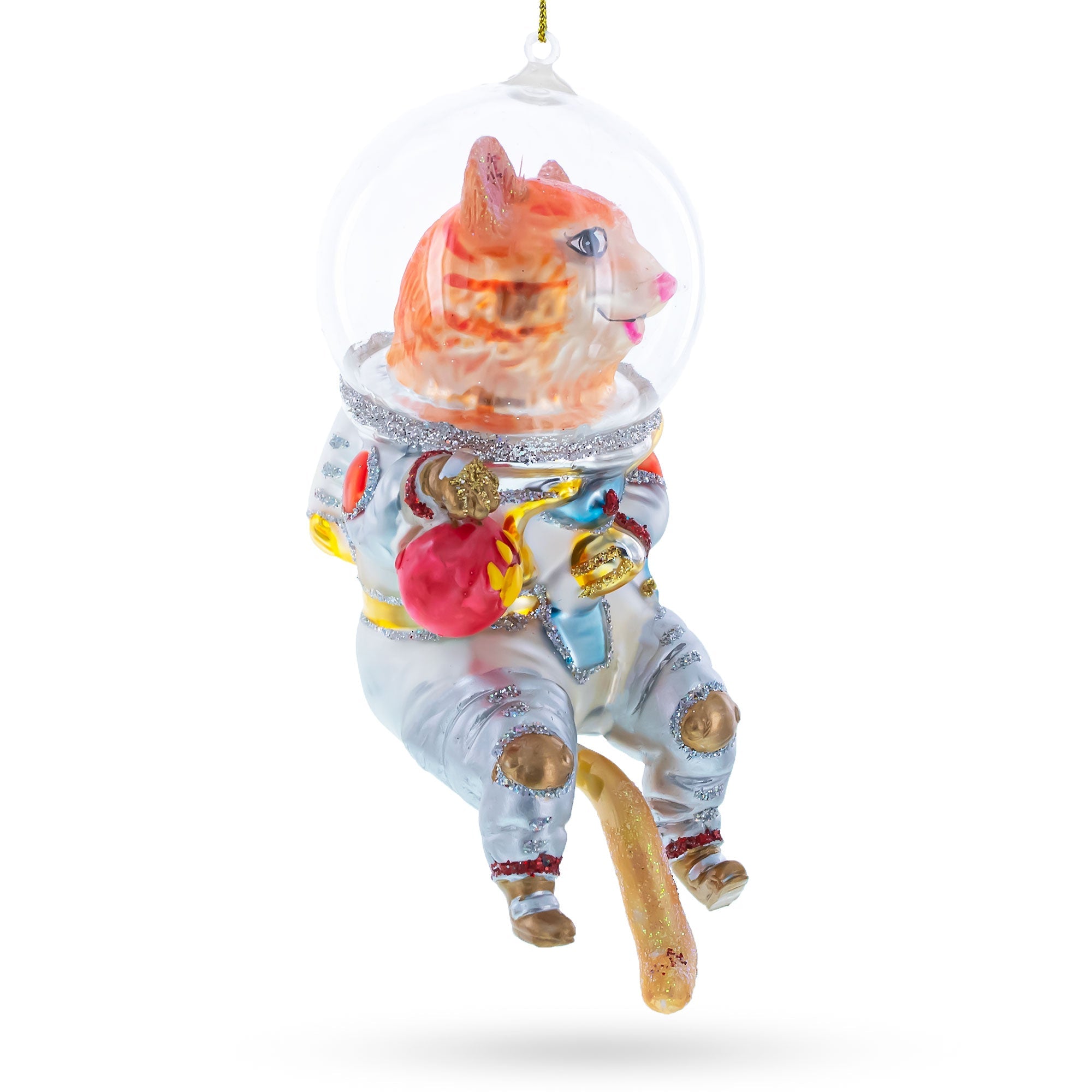 Cat the Astronaut Glass Christmas Ornament