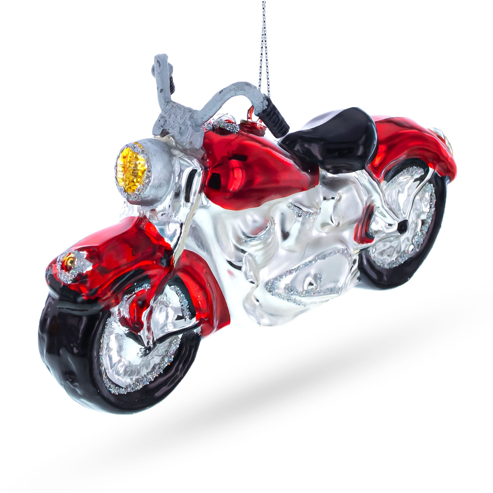 Red Motorcycle Glass Christmas Ornament