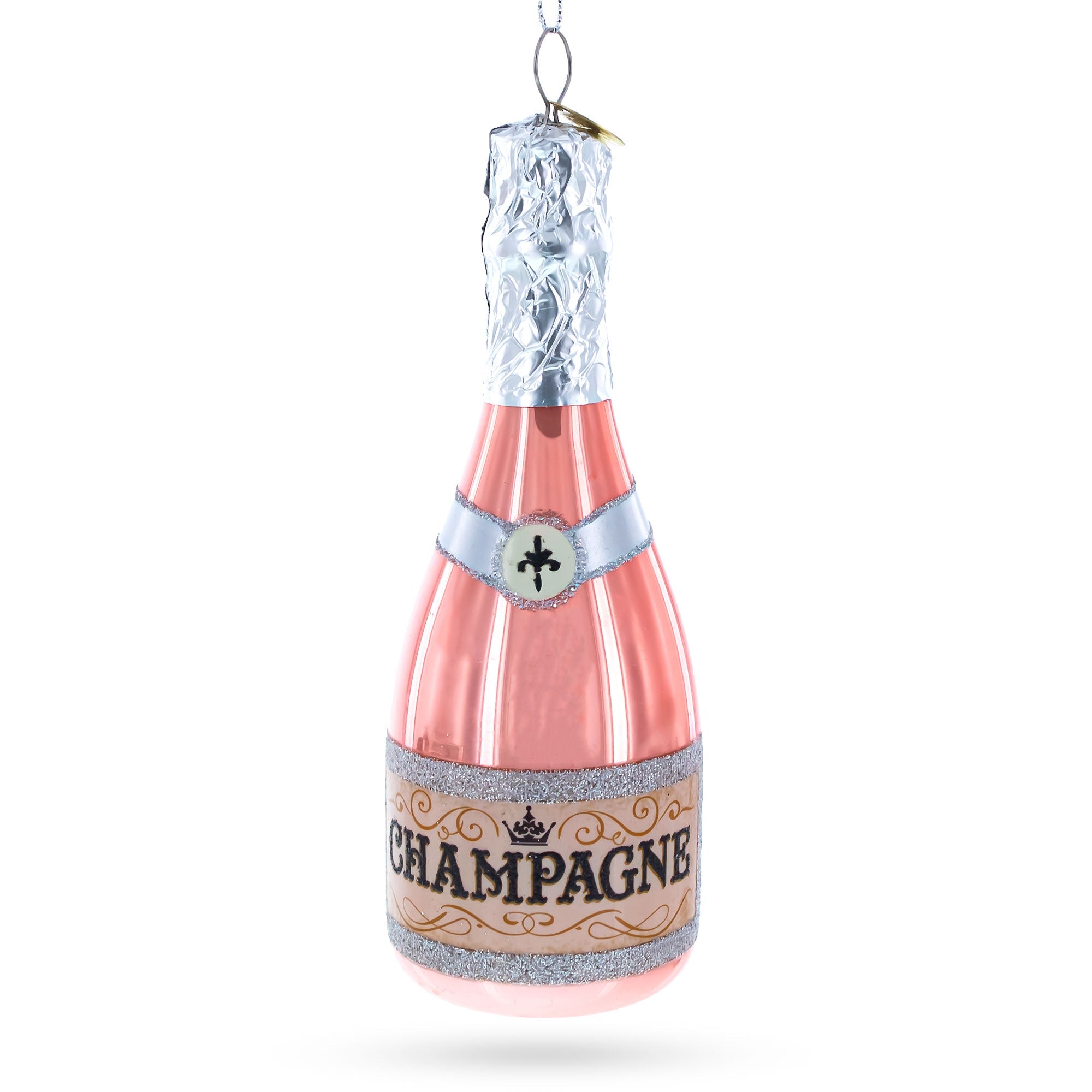 Pink Sparkling Wine Glass Christmas Ornament