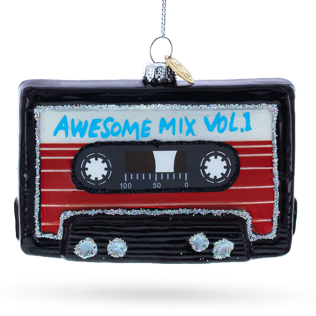 Audio Tape Cassette Glass Christmas Ornament