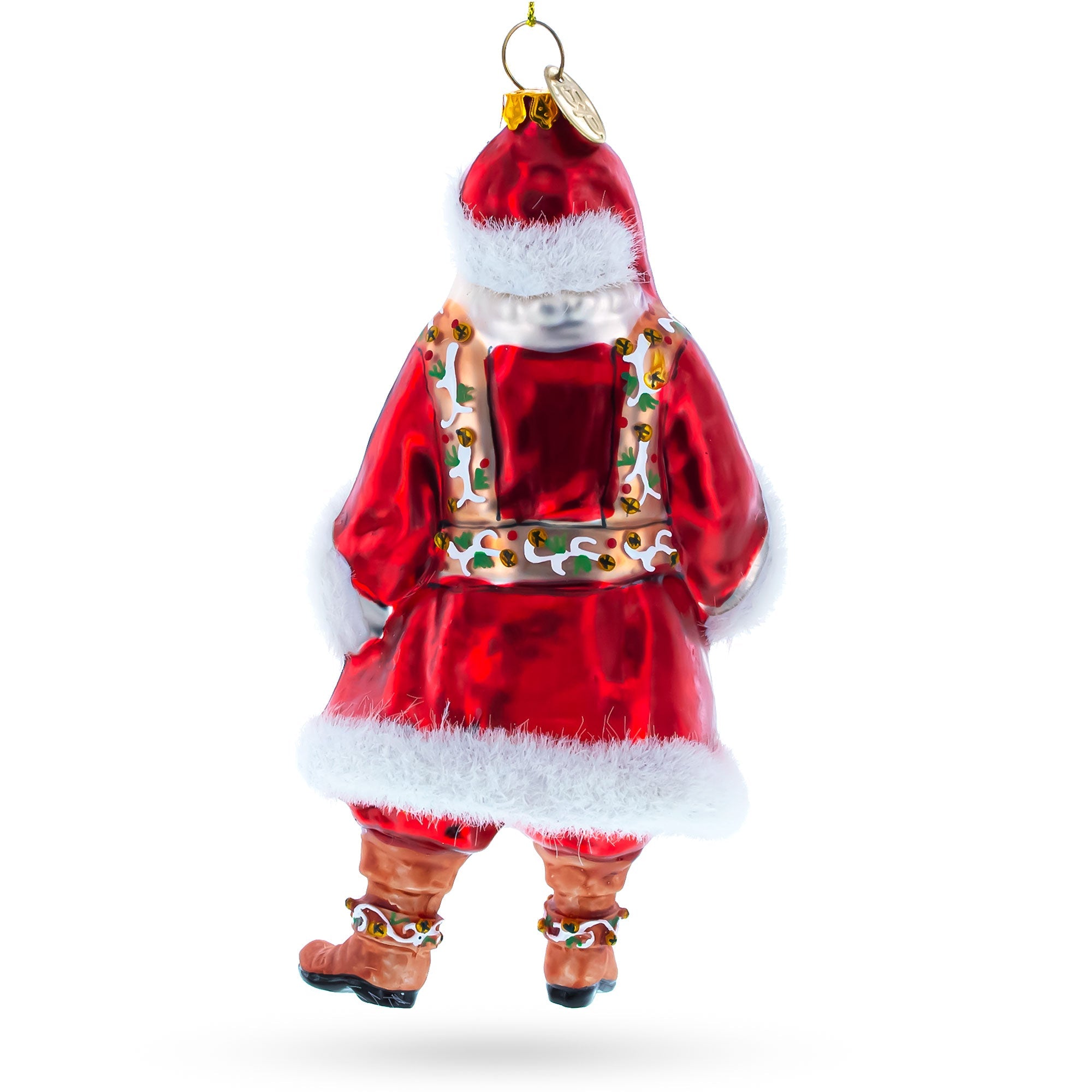 Classic Santa in Fur-Trimmed Coat Glass Christmas Ornament