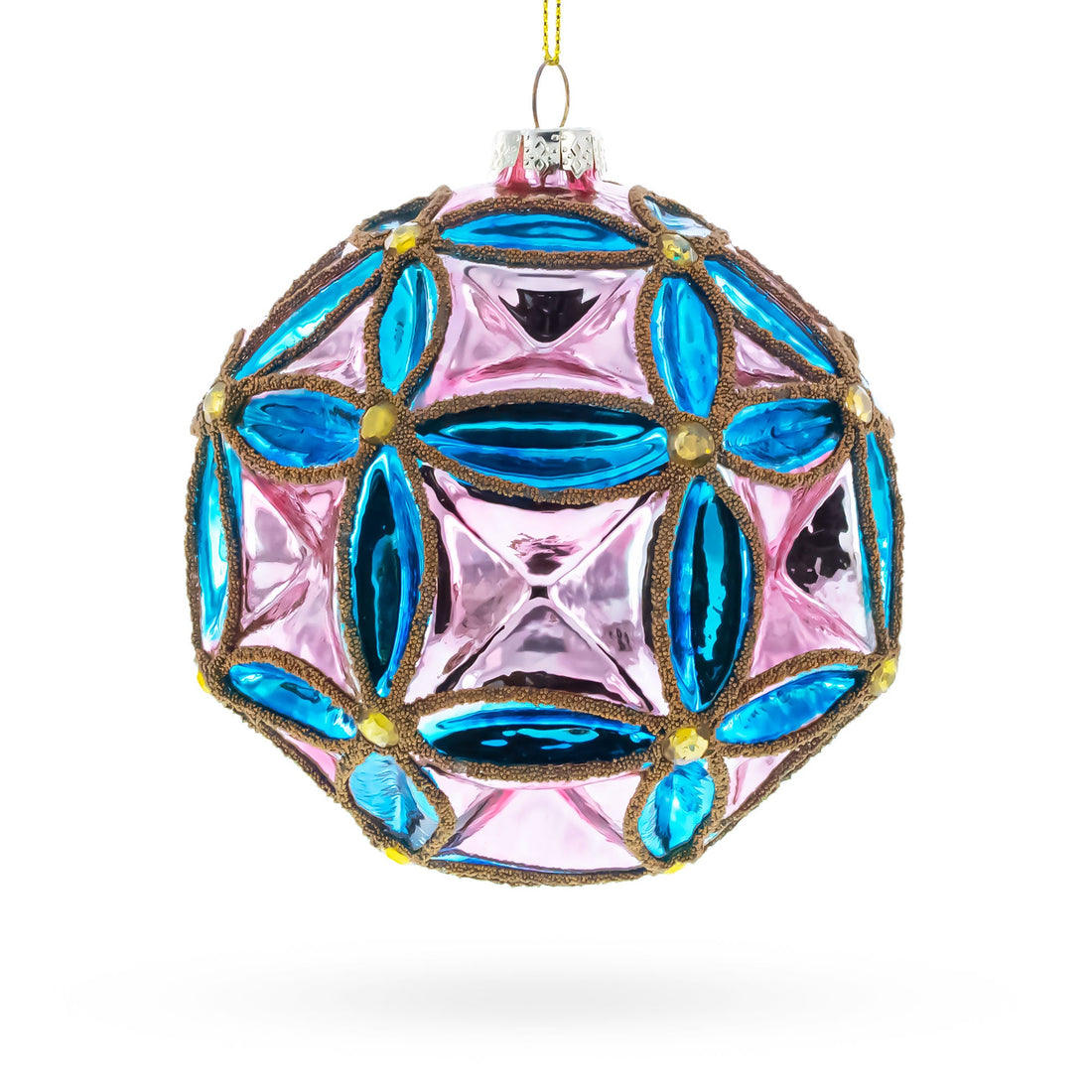 Faceted Design Vibrant Geometric Glass Christmas Ornament