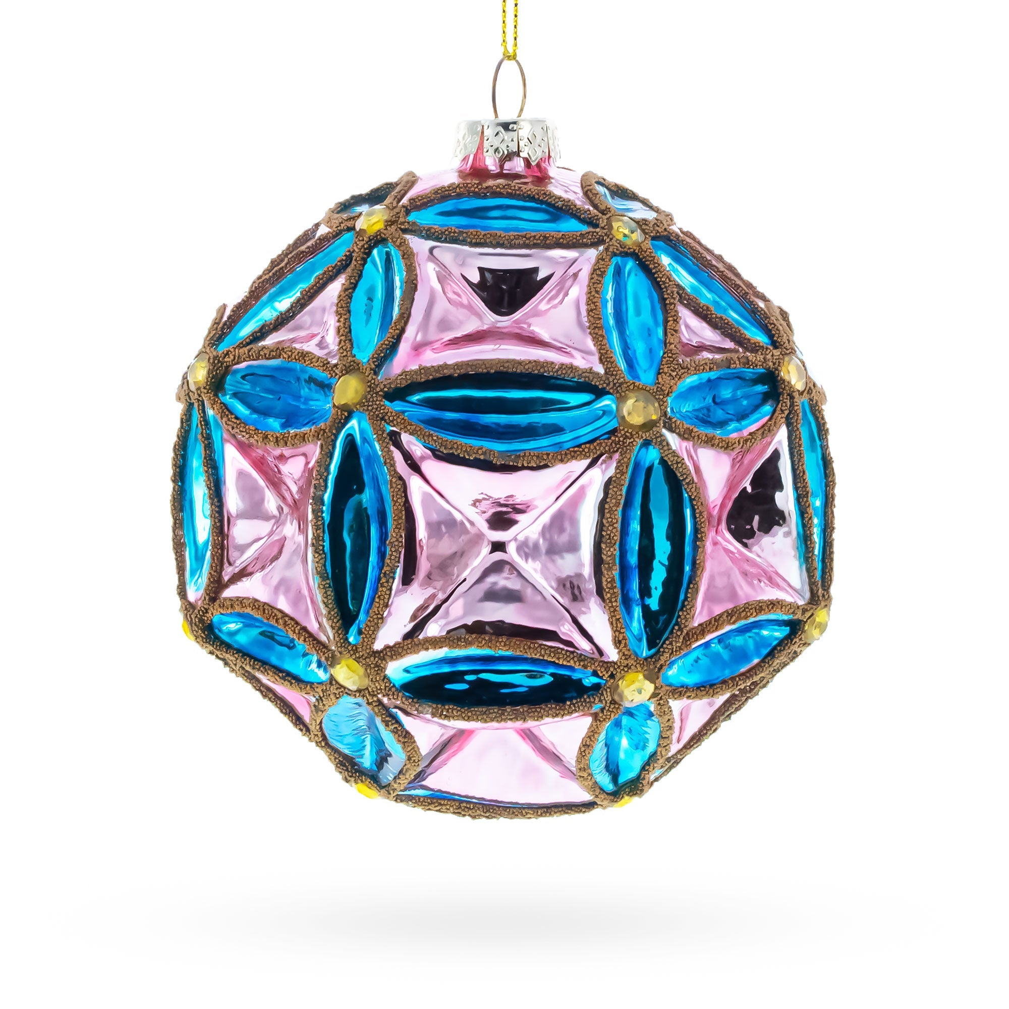 Faceted Design Vibrant Geometric Glass Christmas Ornament