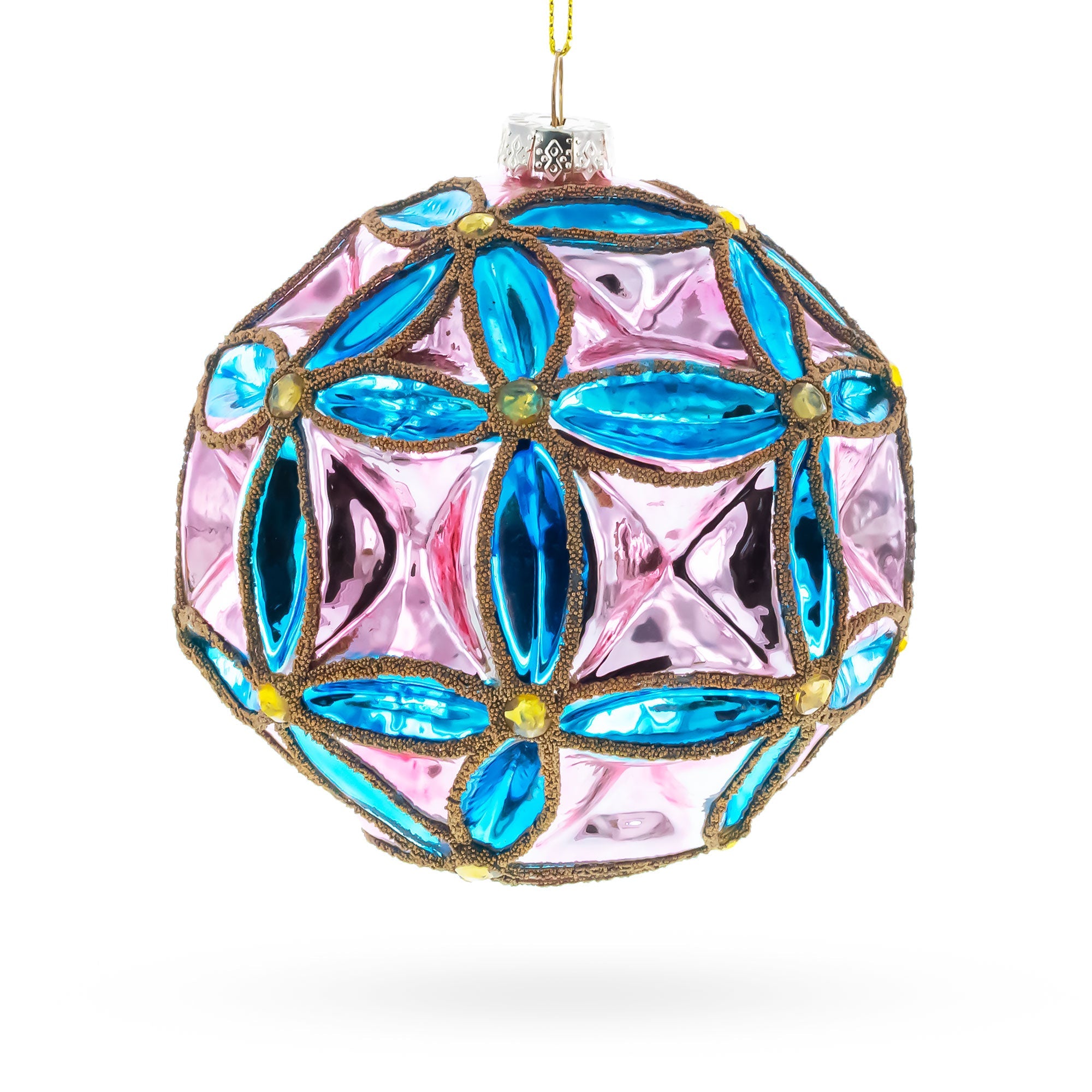 Faceted Design Vibrant Geometric Glass Christmas Ornament