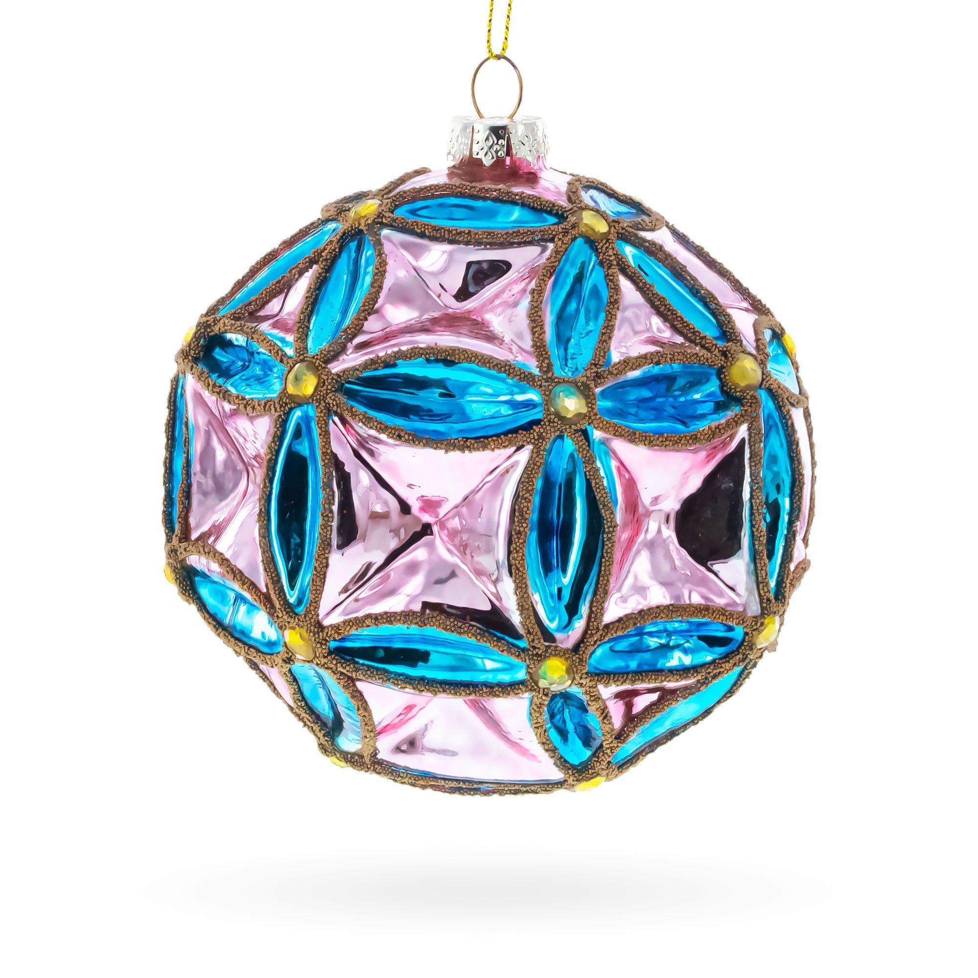 Faceted Design Vibrant Geometric Glass Christmas Ornament