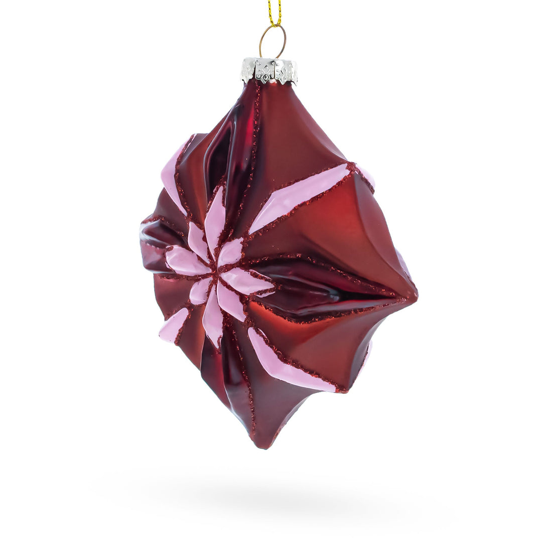 Red Starburst with Beaded Hanger Accent Glass Christmas Ornament