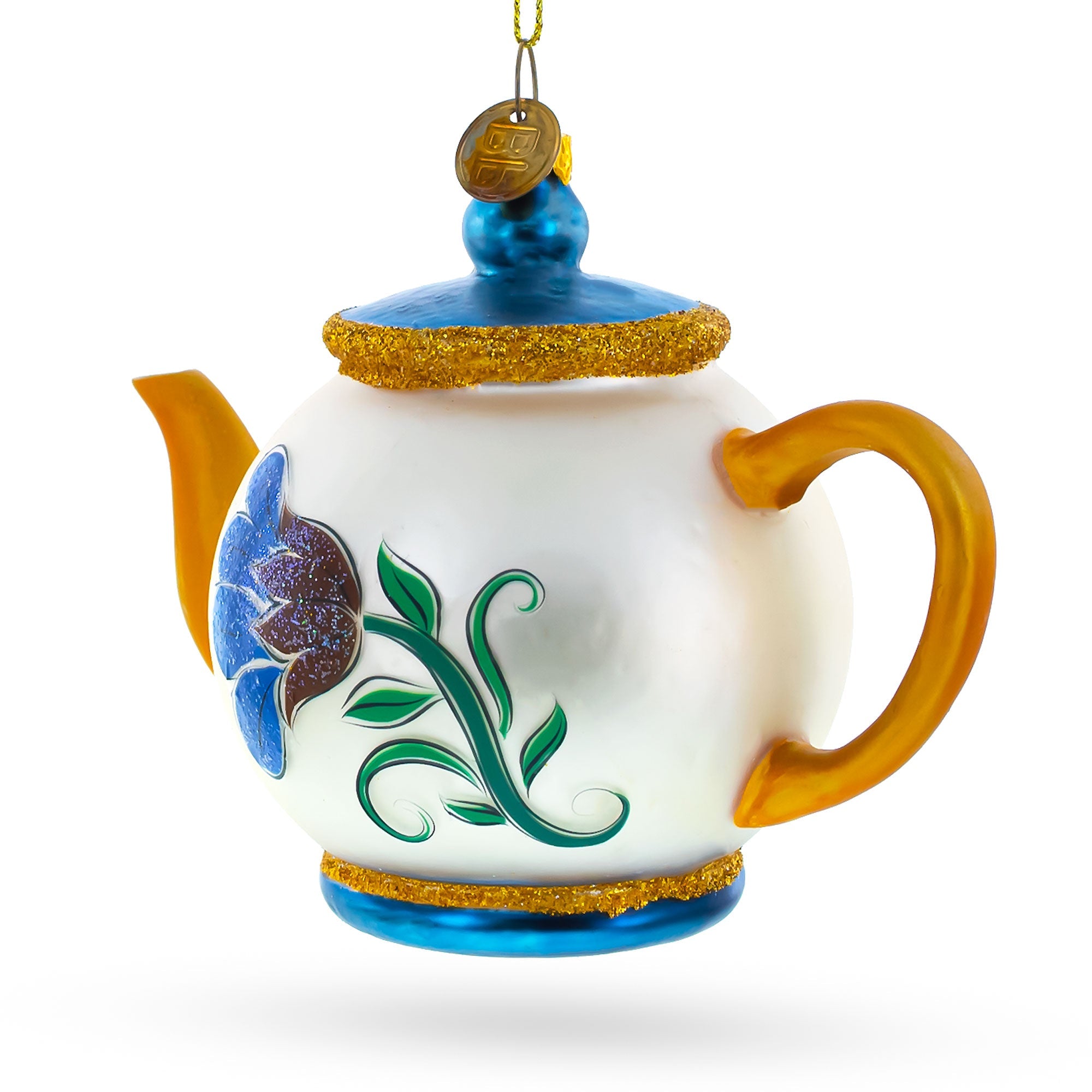 Decorated Teapot Glass Christmas Ornament