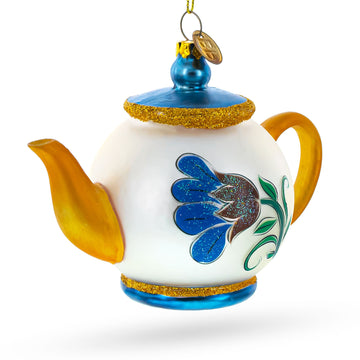 Decorated Teapot Glass Christmas Ornament