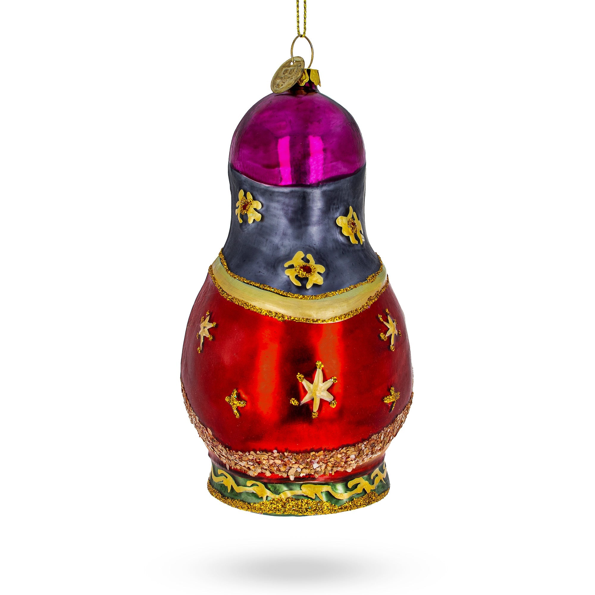 Matryoshka Doll with Nativity Scene Glass Christmas Ornament
