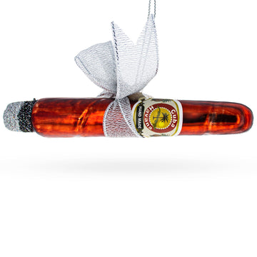 Premium Cigar with Box Glass Christmas Ornament