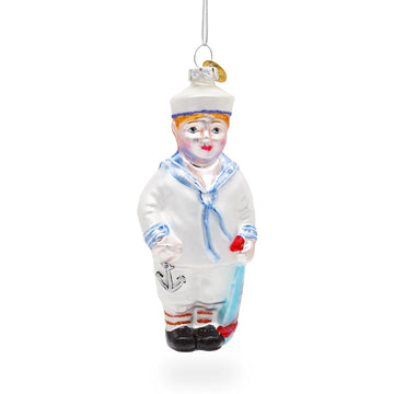 Nautical Sailor Glass Christmas Ornament