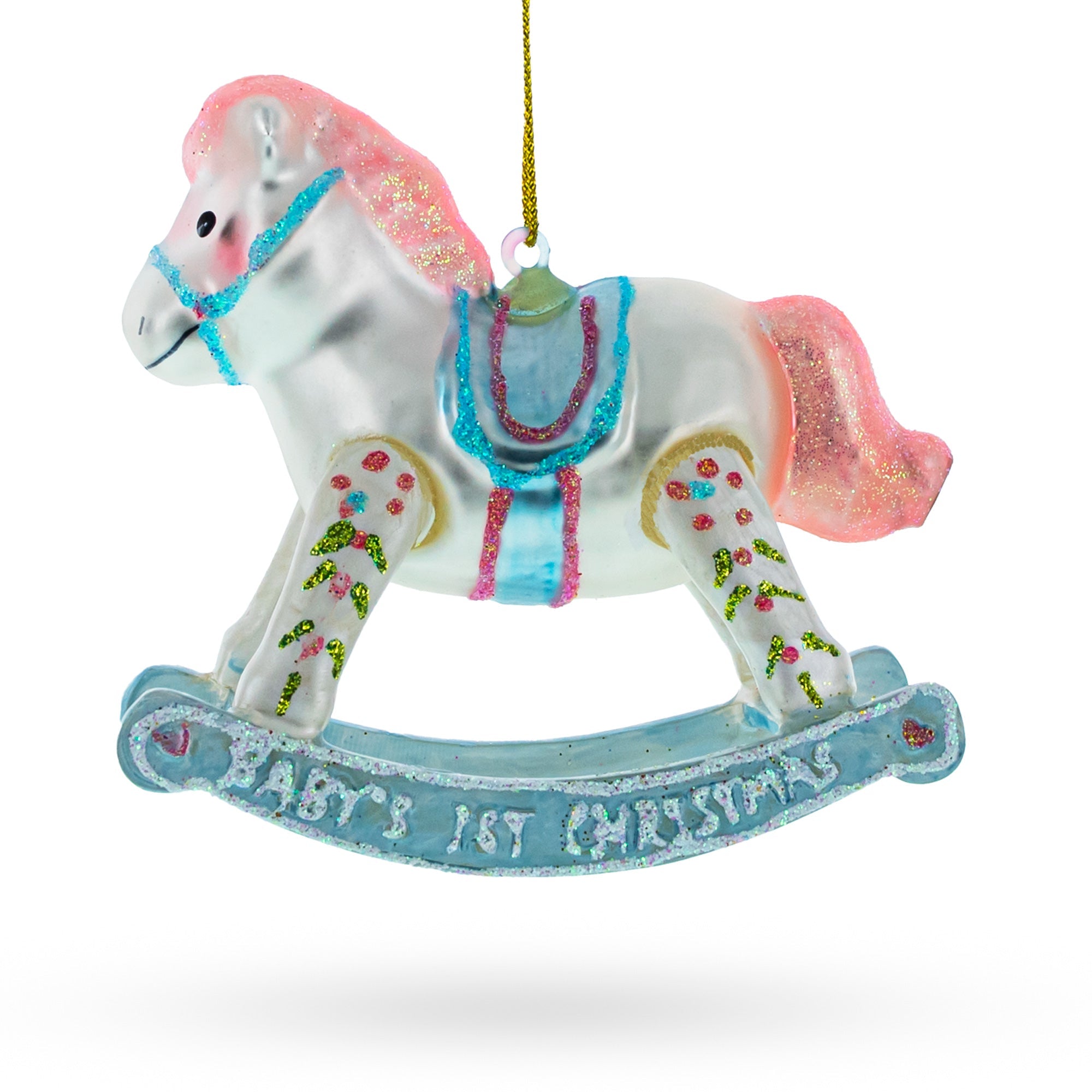 Baby’s First Rocking Horse Glass Christmas Ornament
